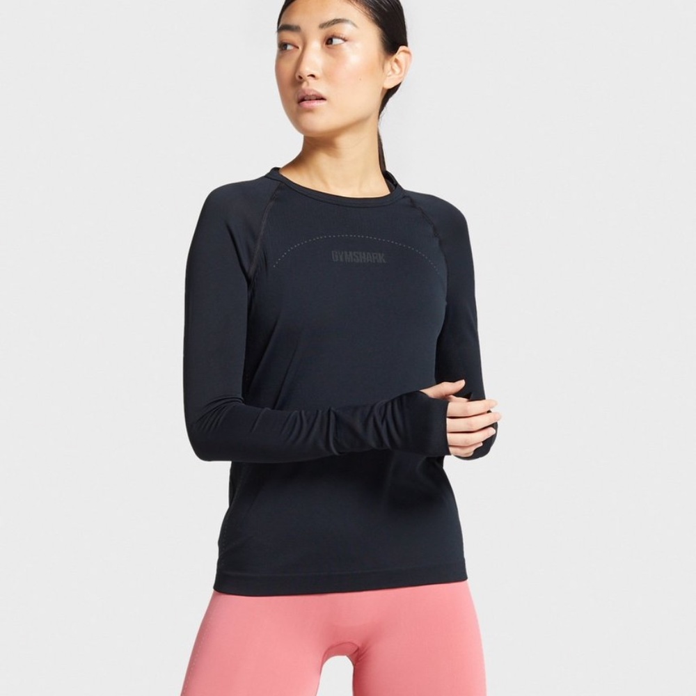 Gymshark Long Sleeve Black Top Size X-Small Small